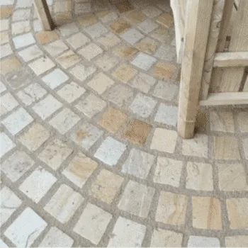 Pavé Grès d'Inde Kandla Jaune Blanc Ton Pierre - 14 cm X 14 cm, 5-7 cm