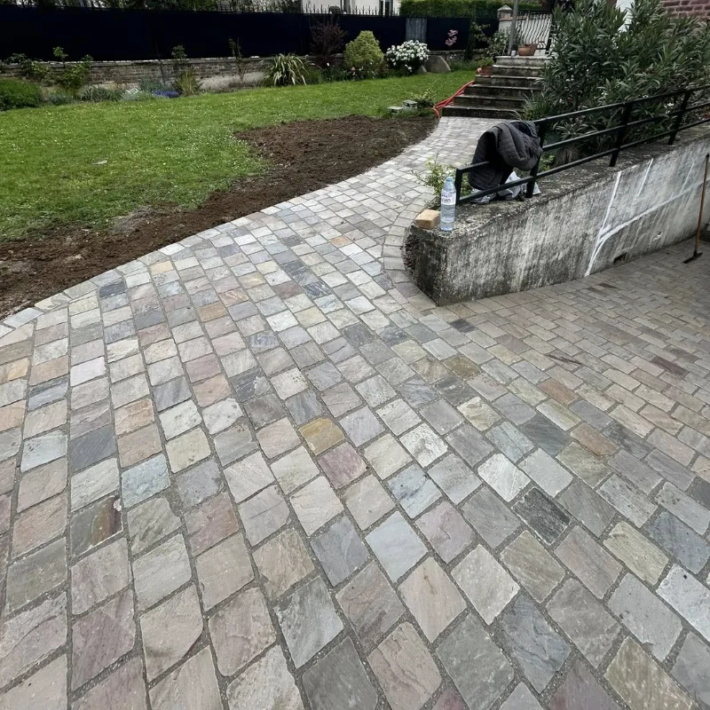 Pavé Grès d’Inde Kandla Blanc Rosé - 20 cm X 14 cm, 5-7 cm